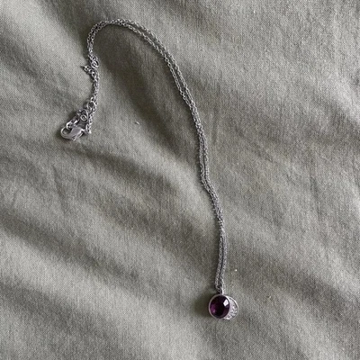 Collar Ajustable Cristal Swarovski Amatista Tono Plata Foto 1 de 4