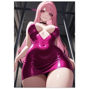 Pink Hair Anime Girl Aesthetic Art Poster - Bild 1 von 10