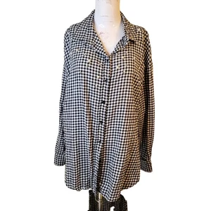 H&M size 14 top button front women plaid beads embellished beads collar tunic - Picture 1 of 12