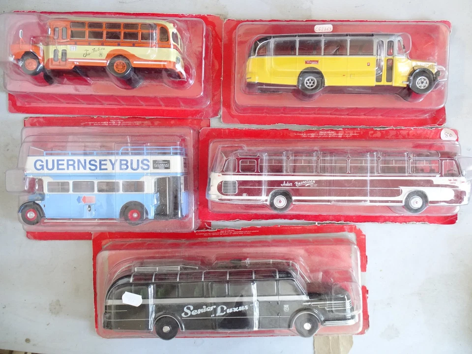 A IXO Car Bus 1/43 - Bundle Of 5: Saurer - Krupp - Isuzu - Aec - Setra - Image 1 of 1