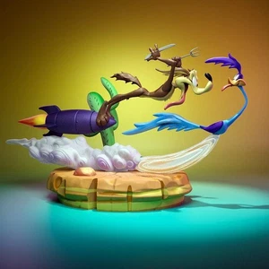 Looney Tunes Road Runner & Wile E Coyote | 3D gedruckte Figur | handbemalt oder - Bild 1 von 5