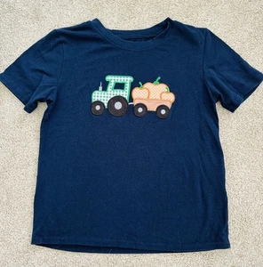 Herbst Werbung Kürbis Traktor blau Shirt Gr. 7/8 Herbst - Bild 1 von 6