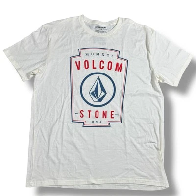 Volcom Men’s Graphic T-Shirt Crewneck XL White Short Sleeve Surf Skater NWOT - Image 1 of 4
