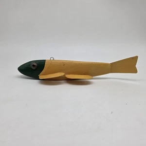 Vintage Hand Carved Wooden Metal Fish Decoy Folk Art Ice Spear Decoy  - Picture 1 of 11