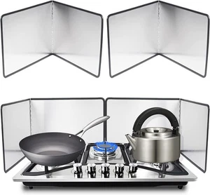 Grease Splatter Guard for Stove 2 Pieces 4 Sided Stainless Steel Backsplash Behi - Picture 1 of 7