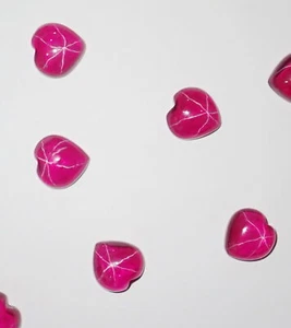 Transparent Star Ruby Heart 10x10 mm Cabochon 6 Rayed Lab-created 5 pieces Lot - Picture 1 of 12