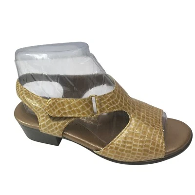 SAS Beige Gold  Suntimer Croc Heeled Sandals Shoes US Women's Size 7.5 M - Image 1 of 4