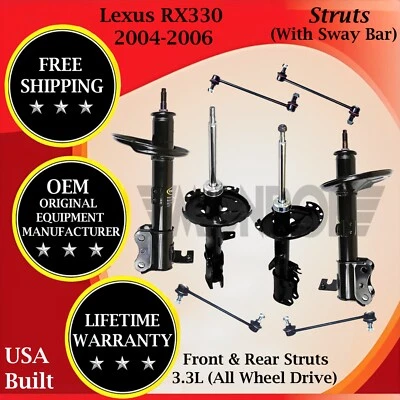 Puntal delantero y trasero Monroe OEM con barra estabilizadora para Lexus RX330 2004-2006 4X4 10 años Wa Foto 1 de 4