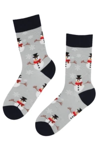 BestSockDrawer SNOW FUN Unisex Gray Cotton Socks With Snowmen, Size 6-11 - Bild 1 von 2