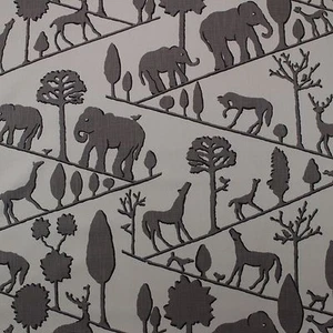 BRAEMORE JUNGLE WALK ELEPHANT GRAY HORSE ANIMAL BASKETWEAVE FABRIC BTY 54"W - Picture 1 of 5