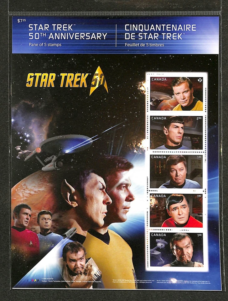 Canada - Scott 2912 - Star Trek - Sheet in Post Office Sealed Pack - 2016 - Image 1 of 1
