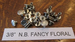 CHICAGO SCHRAUBE 3/8 ZOLL NIC. MESSING FLORAL 1 DUTZEND Leder Gürtelverschluss Sattlerei N.B. - Bild 1 von 8