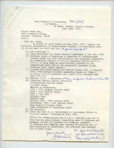 Captain J M Armstrong, RAN, TLS signiert über seine Karriere & Dekorationen, 1972 - Bild 1 von 3