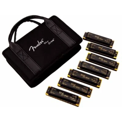 Fender Blues DeVille 10-Hole Harmonica 7-Pack w/Case, Keys C, G, A, D, F, E, Bb - Image 1 of 4