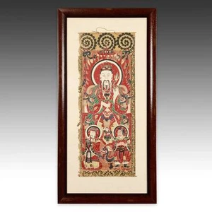 RARE ANTIQUE CHINESE QING TAOIST TEMPLE SCROLL PAINTING PAPER YAO 19TH C.  - Picture 1 of 7