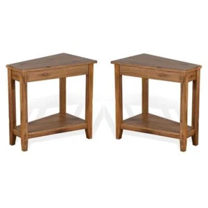 Home Square 16" Transitional Wood Chair Side Table in Rustic Oak - Set of 2 - Picture 1 of 8