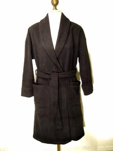 NEW TAGS UNISEX FLEECE BATHROBE HOUSECOAT ROBE S/M BLACK - Picture 1 of 2