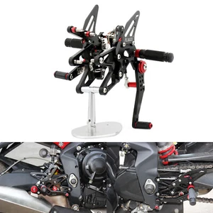 Black Adjustable Rearsets Footrests Pedals For TRIUMPH Street Triple 675/R 13-17 - Picture 1 of 11