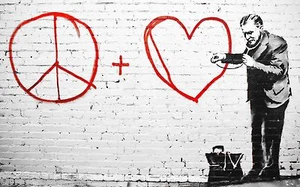 TIME4BILD BANKSY PEACE AND LOVE DOKTOR LOVE Loft IMÁGENES LIENZO ARTE GICLEE - Imagen 1 de 4