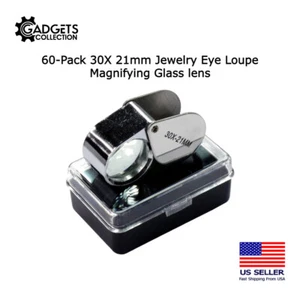 60-Pack 30X 21mm Jewelers Jewelry Eye Loupe Optical Magnifying Glass Lens Vision