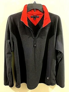 Tommy Hilfiger Men's Black 1/2 Zip Fleece Ringer Neck Sweater Mock LARGE - Picture 1 of 9