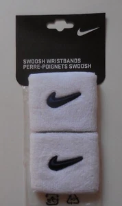 Nike Swoosh Wristbands Tennis 2 1/2" White/College Navy One Pair - Picture 1 of 5