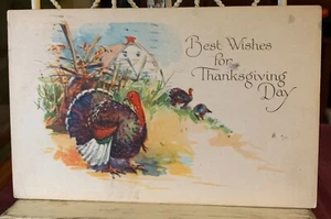 BESTE WÜNSCHE FÜR DEN DANKESTAG GROSSE TÜRKEISCHEUNE VINTAGE 1924 GIBSON POSTKARTE - Bild 1 von 6