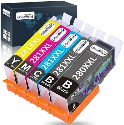 5 Pack Compatible Ink Cartridges For Canon 280 281 280XXL 281XXL Pixma TS9120 - Image 1 of 4