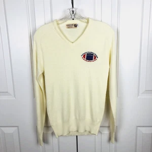 Vintage Logo 7 Sweater NFL Players Association Size 34 Small Ivory Yellow USA - Picture 1 of 7