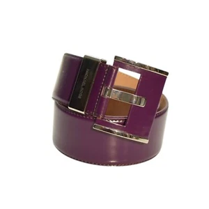 Michael Kors Purple Leather Silver TOne Hardware w. Logo Waist Belt size M - Picture 1 of 7