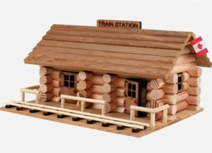 Log Cabin Toy Vintage Souvenir Old West Train Station Wooden Wood Banff Canada - Picture 1 of 5
