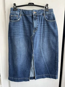 Womens Boden denim skirt size 16 blue pockets classic split to front NWT - Picture 1 of 17