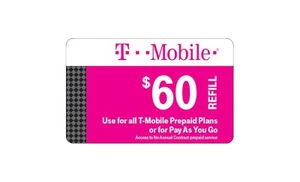 T-Mobile  Prepaid $60 Refill Top-Up Prepaid Card , AIR TIME  PIN / RECHARGE  - Picture 1 of 1