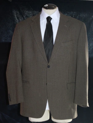 Traje Joseph Abboud Para Hombre Talla 44L Marrón/Negro Lana/Laine Pata de Gallo Dos Botones Foto 1 de 4