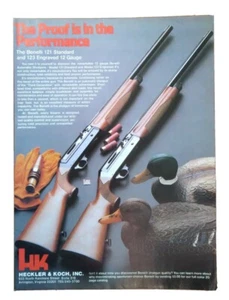 1982 Heckler & Koch Benelli 121 123 12 Gauge Shotgun Photo Vintage Print Ad - Picture 1 of 4