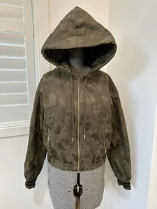 Lorna Jane Hooded Khaki Army Bomber Jacket Utility Size M L 10 12 14 Camouflage - Picture 1 of 13