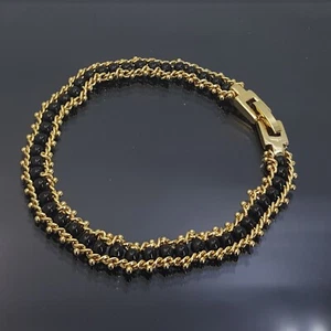 18K Gold Filled Stunning Italian Black Onyx 18ct GF Dress Bracelet 18cm - Picture 1 of 12