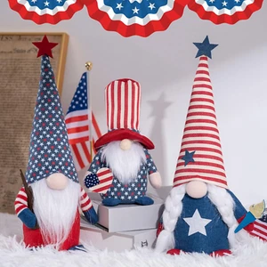 4Th of July Patriotic Gnomes Decorations - 3PCS Handmade Gnomes American Stars&S - Picture 1 of 12