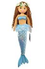 Hawaiian Mermaid Plush Doll - 18" Tall, Blue Mermaid Tail, Haku Lei, Yarn Hair