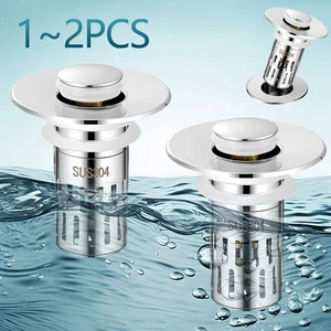 Universal Bathroom Sink Stopper Pop-Up Drain Filter Wash Basin Core Bounce 1-2X - Picture 1 of 18