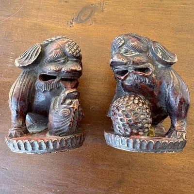 Antiguo par de perros foo chinos Foto 1 de 4