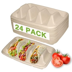 24pcs Disposable Taco Holders for Party,Disposable Taco Plates with 3 Divider... - Picture 1 of 7