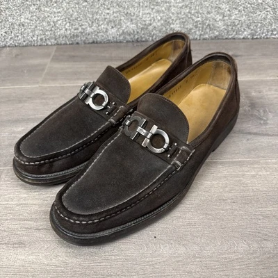 Salvatore Ferragamo Men’s Diego Brown Suede Horse Bit Loafers US 10 D - Image 1 of 4