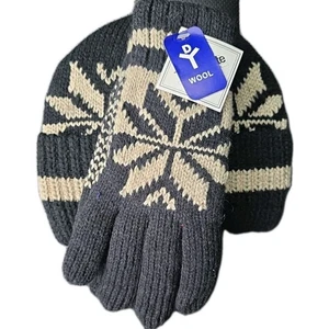 NEU Thinsulate Damen schwarz Wolle Schneeflocke Mütze Beanie & Handschuhe passend Einheitsgröße - Bild 1 von 7