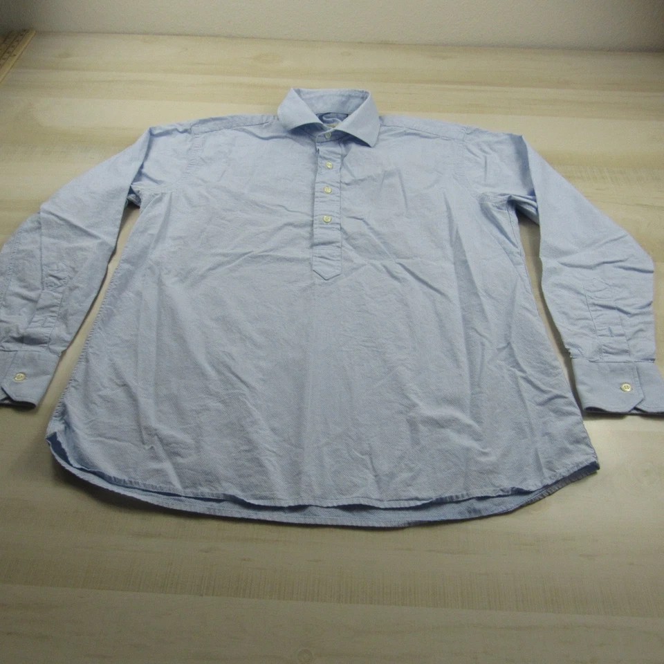 Gitman Bros Shirt Mens Large Blue Popover Polka Dot Long Sleeve Cotton USA Made - Image 1 of 4