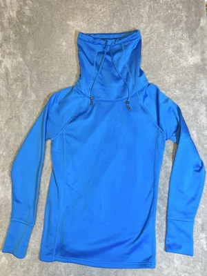 Athleta женщин капот шеи Athletic толстовка размер S маленький синий отверстия для большого пальца - Изображение 1 из 4