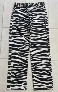 Bershka Zebra / Animal Print Wide Leg Jeans Size 12 - Picture 1 of 4