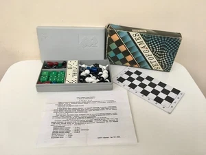 Vintage USSR Mini Tiny Pocket Travel Game Magnetic Set Chess Domino Checkers - Picture 1 of 24