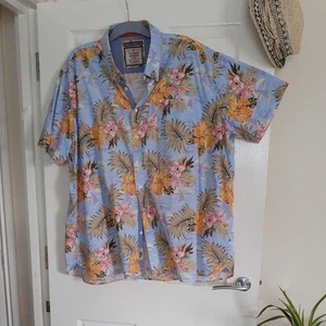 D555 Red . Mens Hawaiian Floral Shirt 100% Cotton Short Sleeve Beach Holiday - Picture 1 of 5