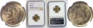 1866 3CN Nickel Three Cent NGC MS-66+ - Picture 1 of 3